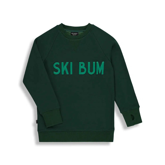 Chandail style crewneck "Ski Bum" - Vert