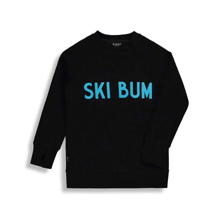 Chandail style crewneck "Ski Bum" - Noir