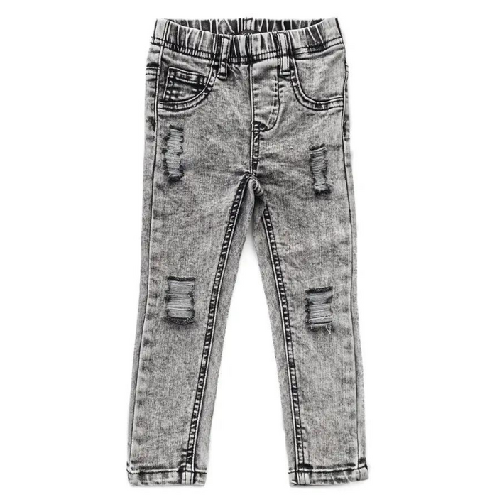 Pantalon extensible effet jeans délavé - Gris