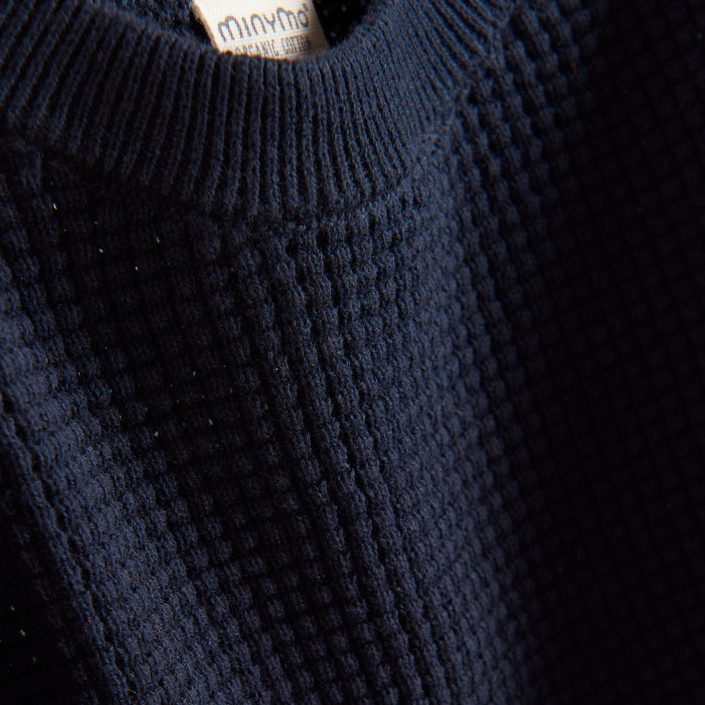 Chandail en tricot gaufré - Bleu marin