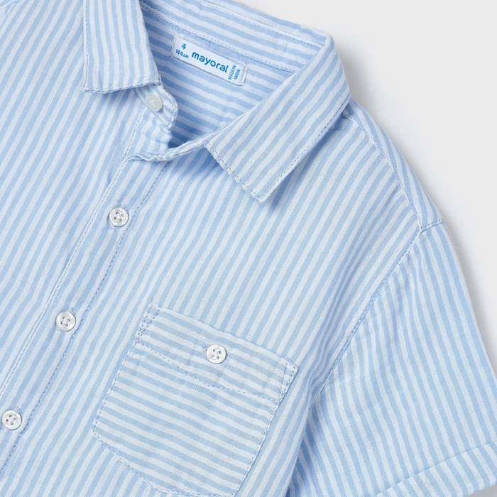 Chemise à manches courtes ligné - Bleu et blanc