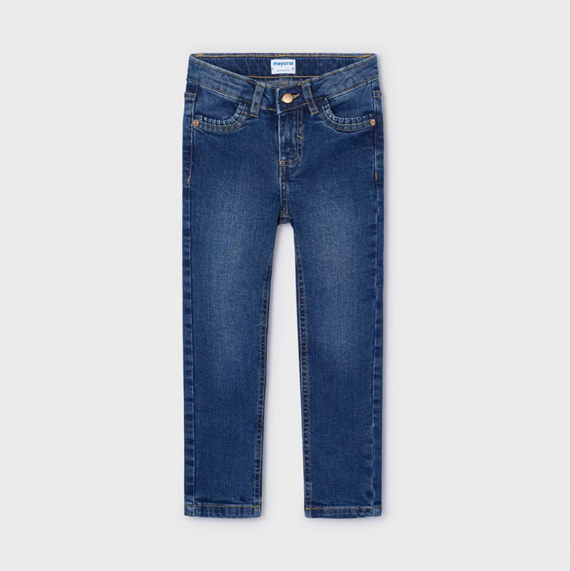 Pantalon en denim coupe ajustée - Bleu foncé