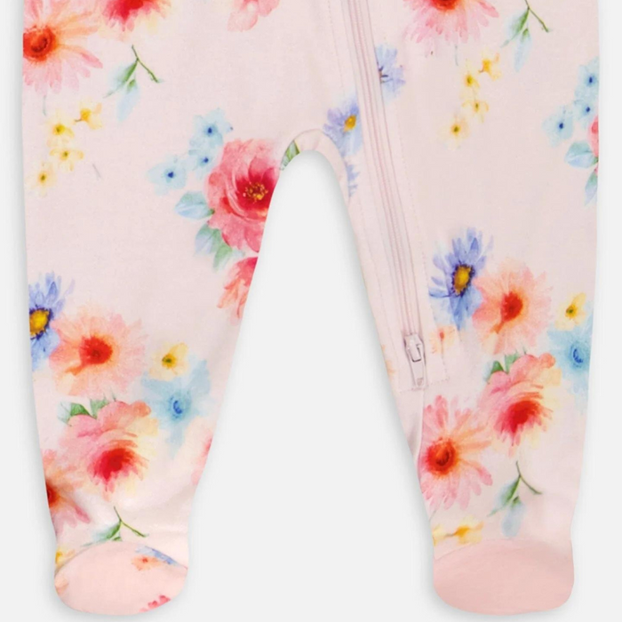 Pyjama à zip - Fleurs aquarelle