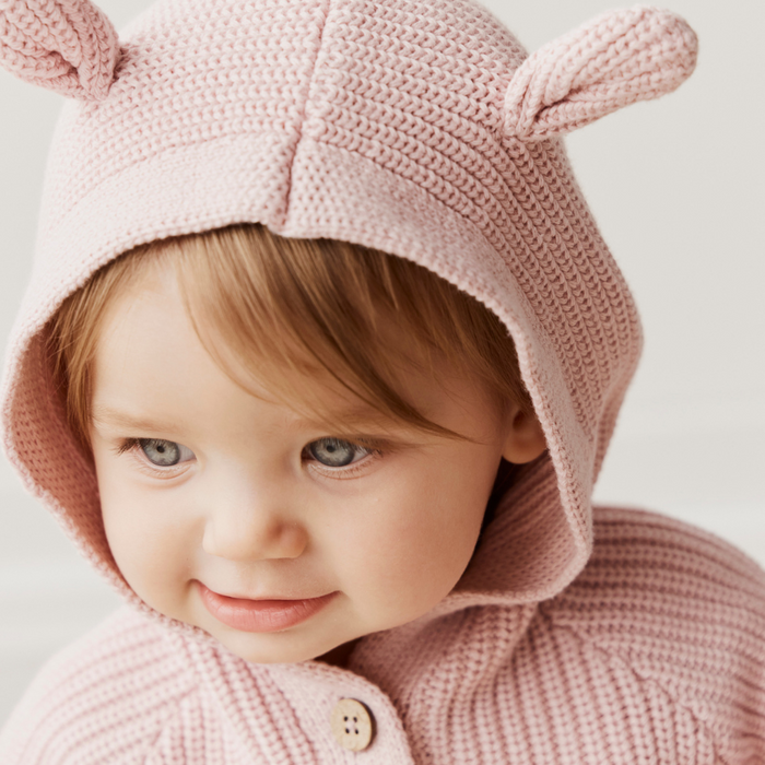 Cardigan en tricot ourson - Old rose