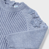 Chandail en tricot avec fleurs brodées - Indigo