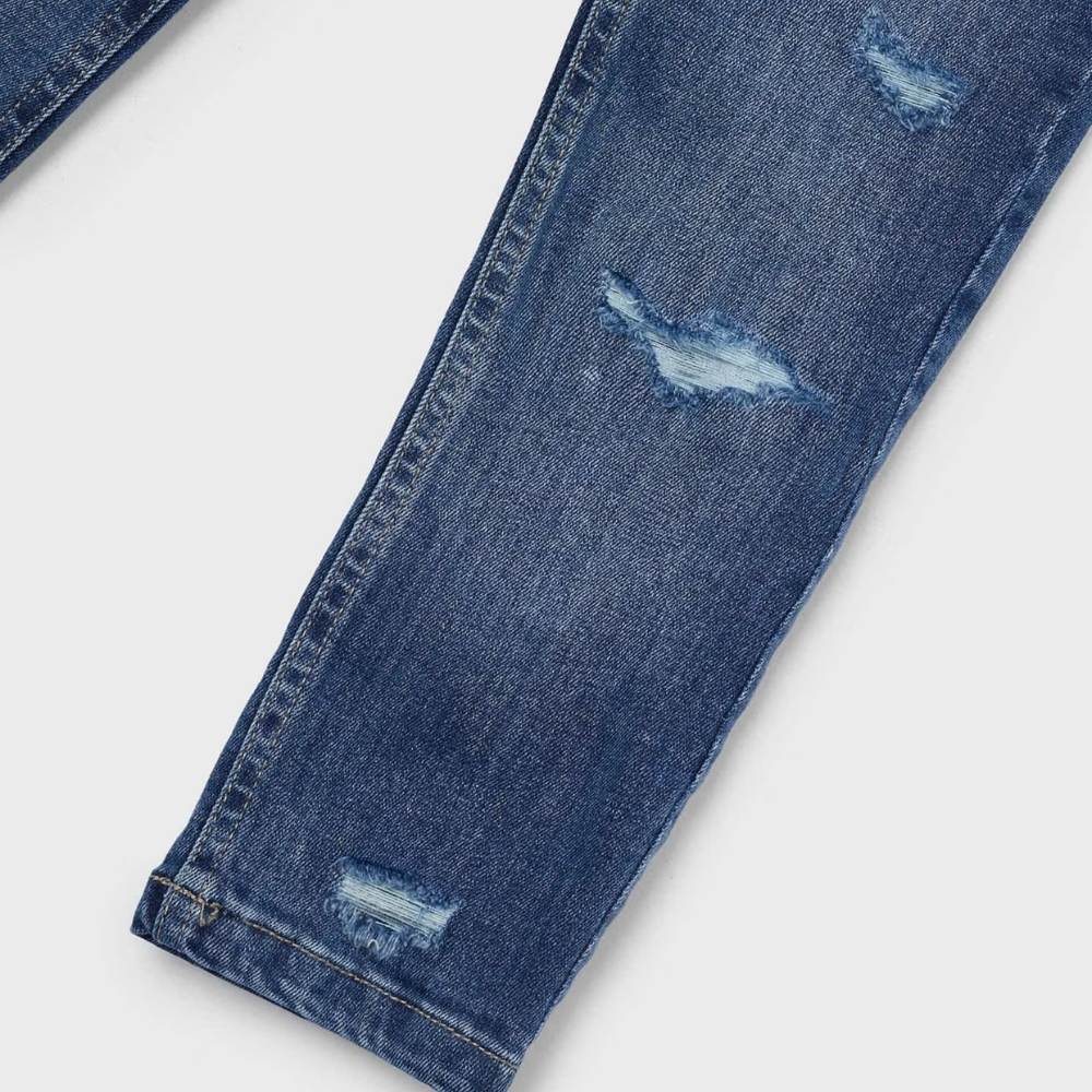 Pantalon de denim à taille élastique - Bleu foncé