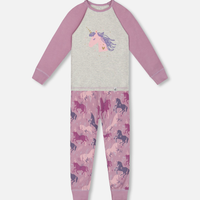 Pyjama deux pièces licorne - Mauve