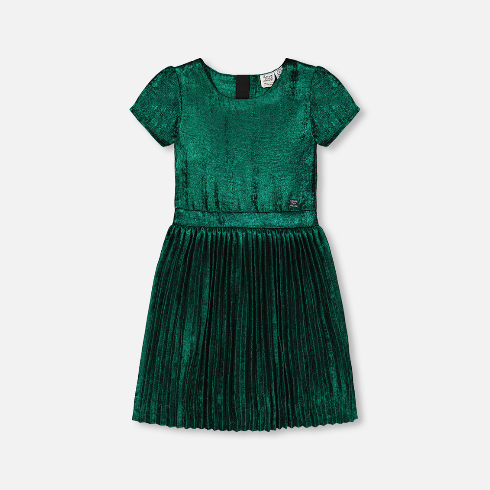 Robe à jupe plissée - Vert métallique