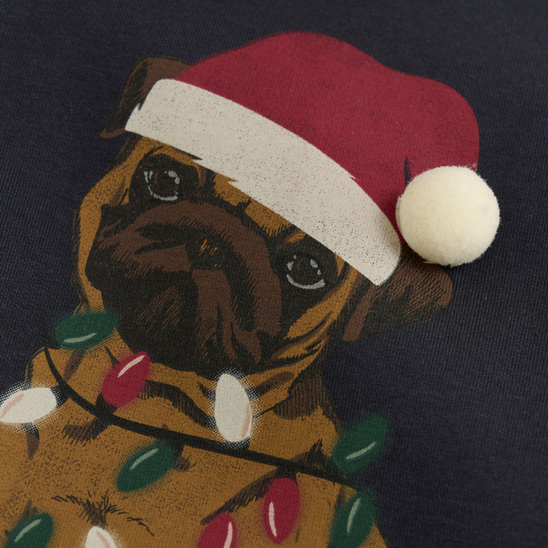 Chandail à manches longues festif - Pug de Noël