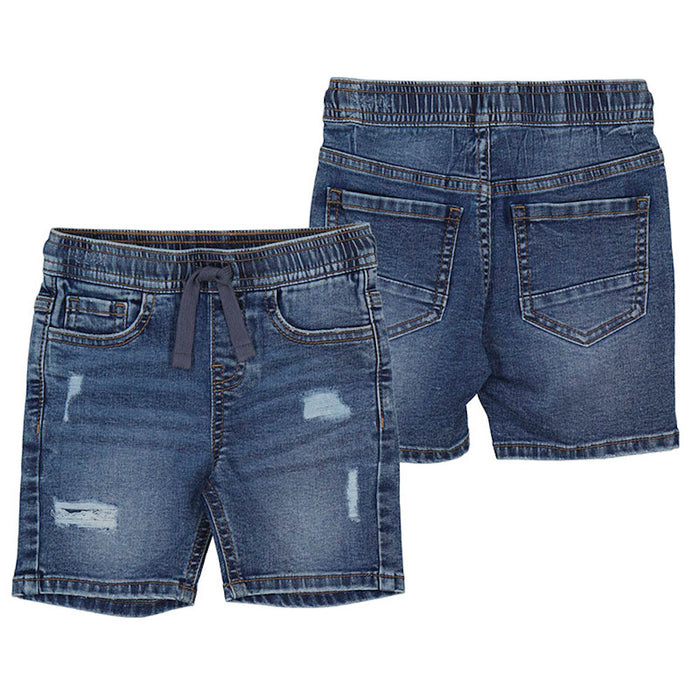 Short en jeans taille élastique - Bleu foncé