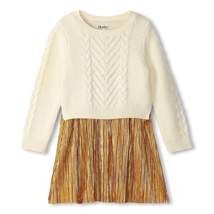 Robe en tricot - Beige & or