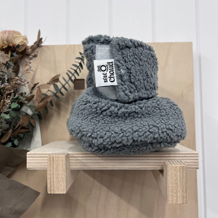 Pantoufles à velcro – Sherpa gris