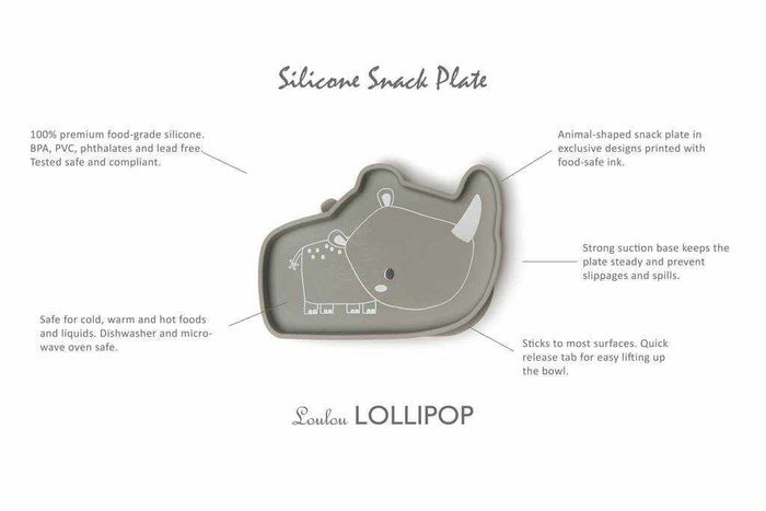 Assiette auto-adhésive en silicone - Rhino-Loulou Lollipop-Boutique Béluga