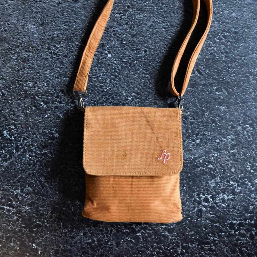 Mini sac à bandoulière (corduroy) - Beige-L&P-Boutique Béluga