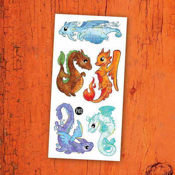 Tatouages temporaires pour enfants - Les dragons et les éléments-Pico tatoo-Boutique Béluga