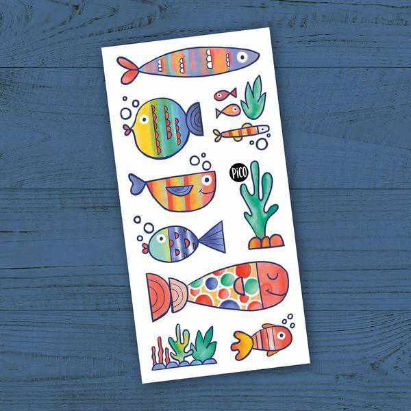 Tatouages temporaires pour enfants - Les poissons multicolores-Pico tatoo-Boutique Béluga