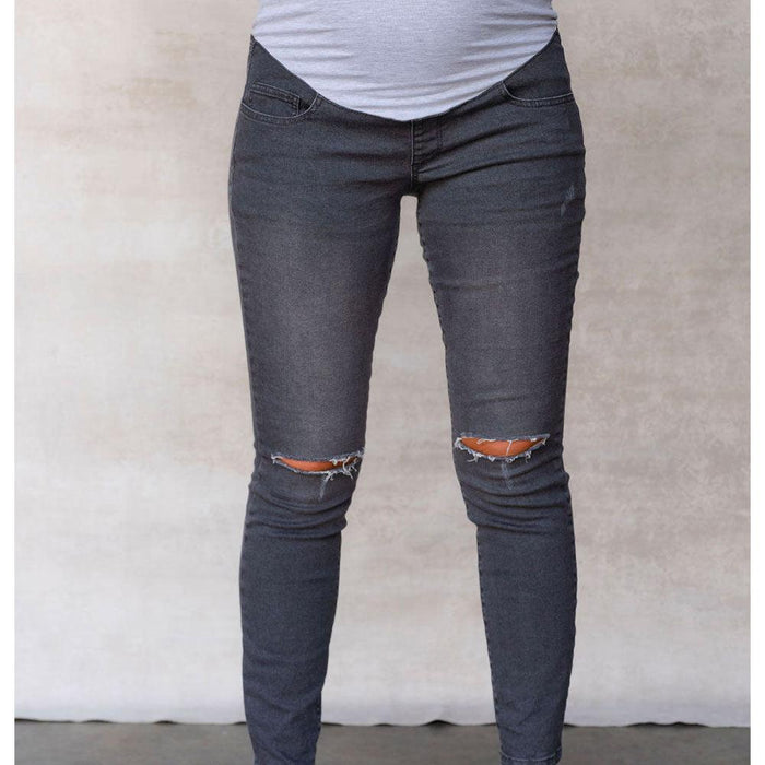 Jeans de maternité avec trous - Gris